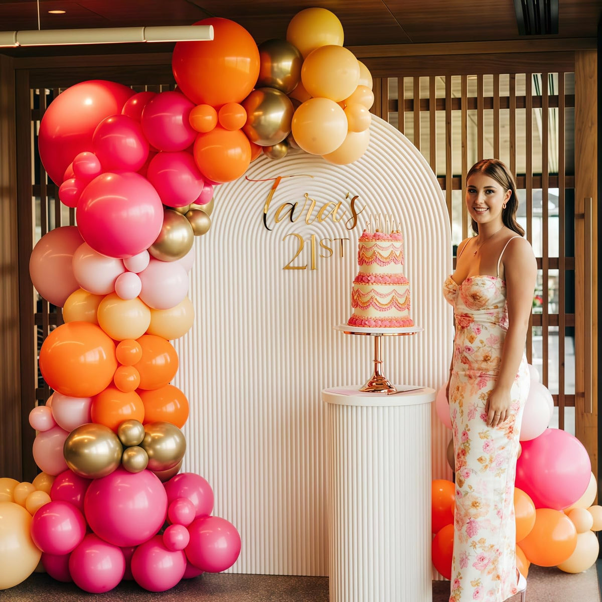 Paayeq Tropical Hawaiian Balloon Garland Arch Kit – Hot Pink, Orange & Peach