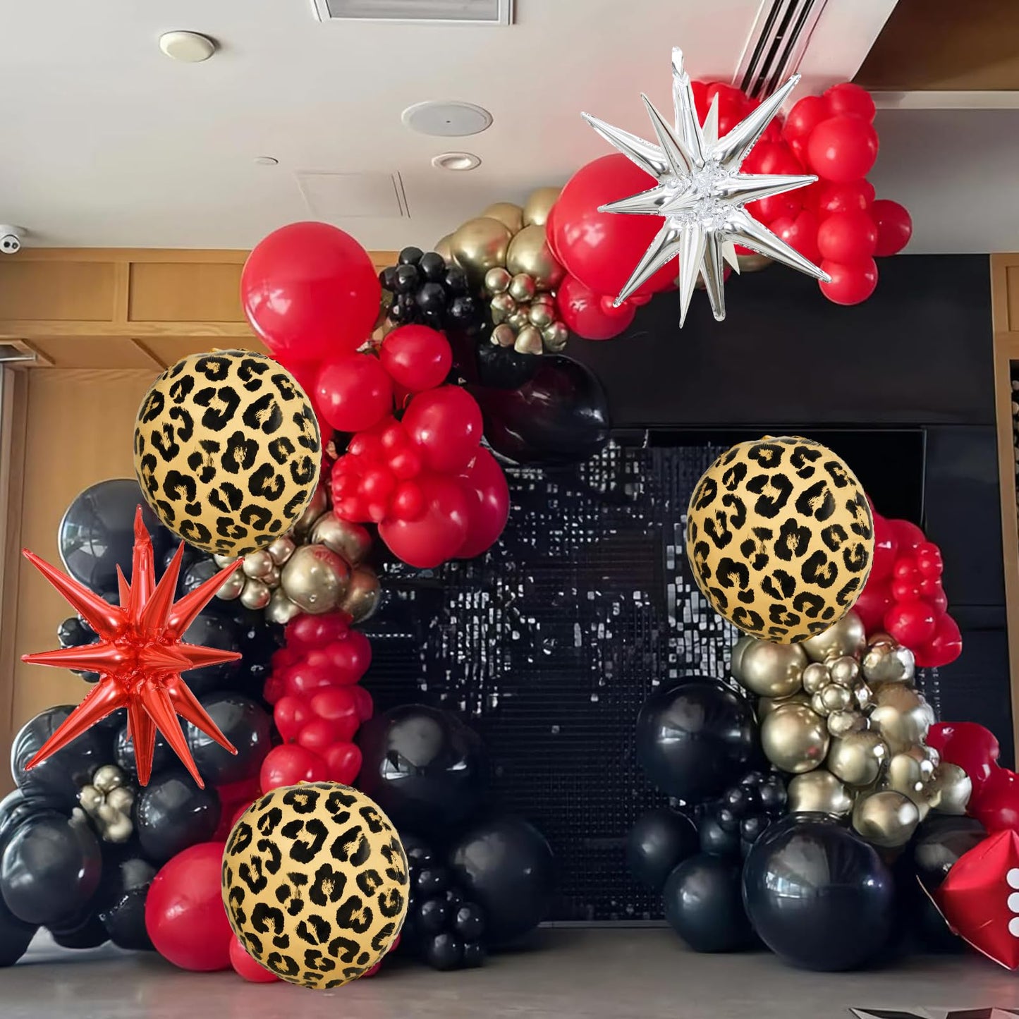 Paayeq Red Black Gold Balloon Arch Garland Kit – Leopard Print Party Decor