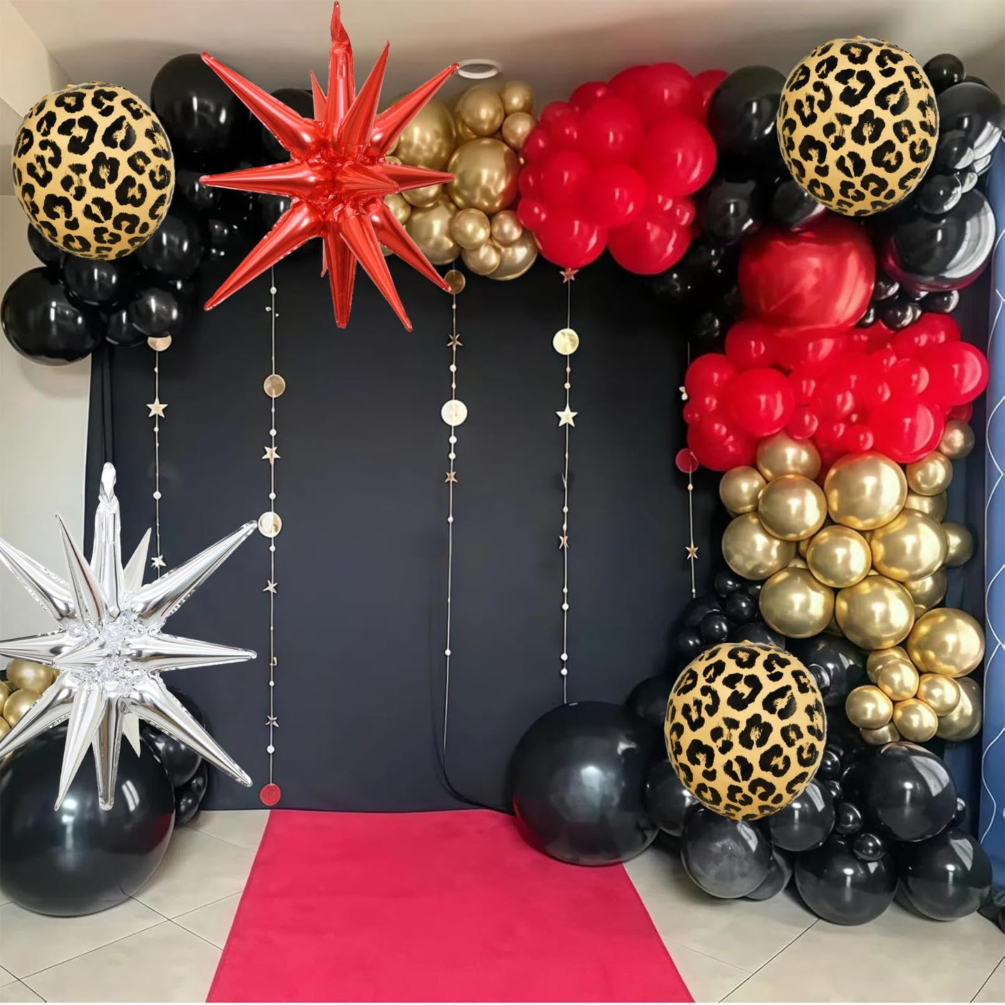 Paayeq Red Black Gold Balloon Arch Garland Kit – Leopard Print Party Decor