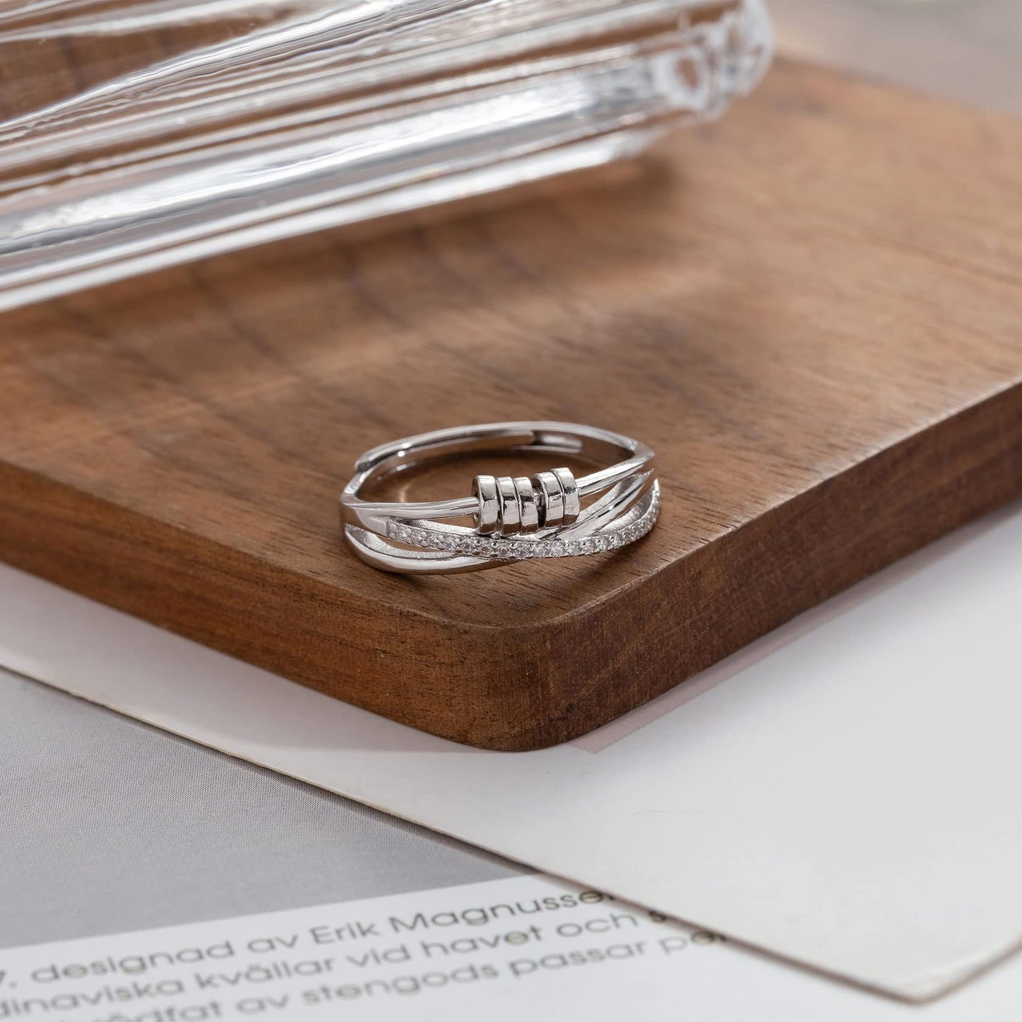 PABBEU To My Daughter: 925 Sterling Silver Anxiety Ring | Fidget Bead Spinner