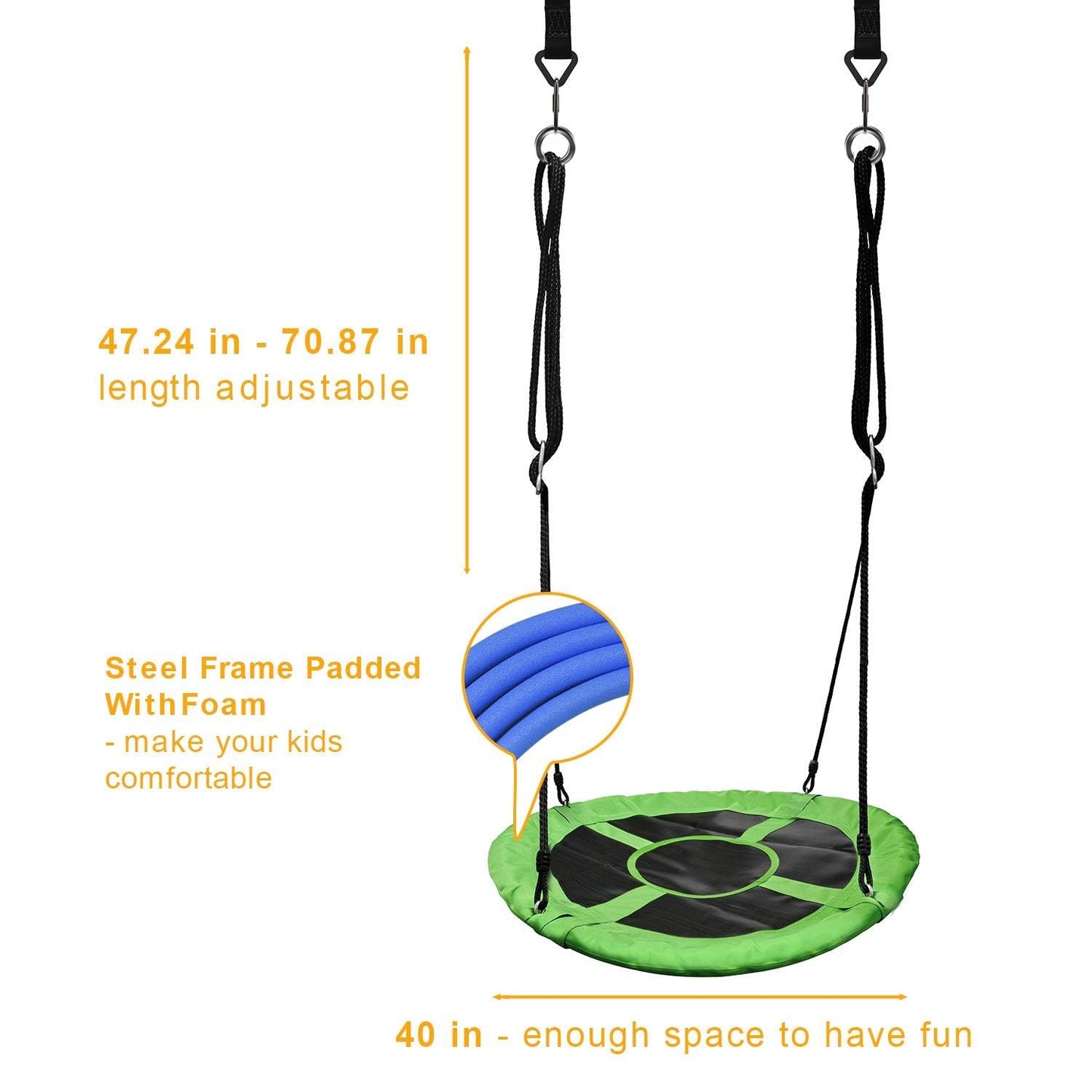 PACEARTH 40-Inch Saucer Tree Swing – 900 lb Capacity, Green
