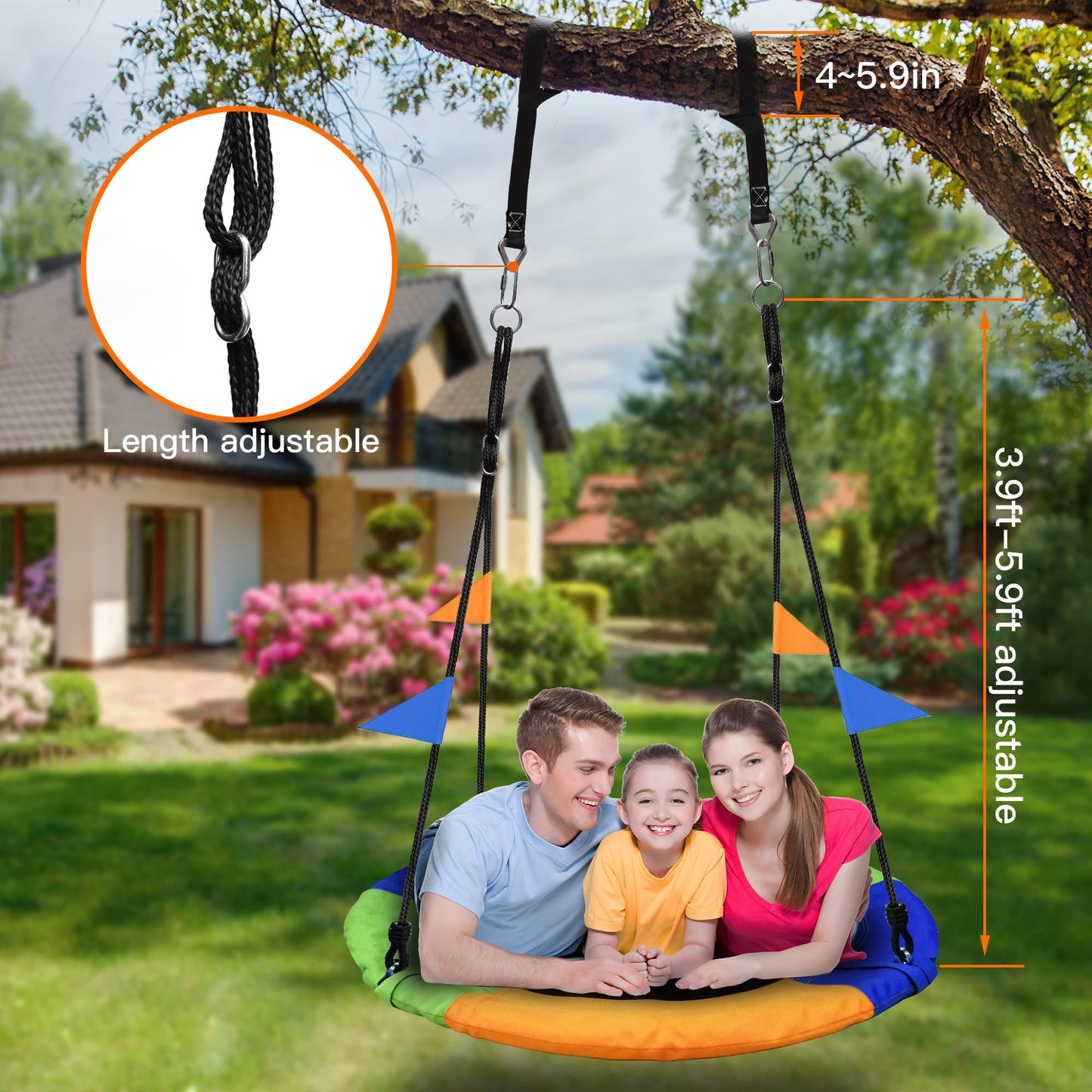 PACEARTH 40 Inch Saucer Tree Swing — 900 lb Capacity, Braided Ropes, Safe Outdoor Play