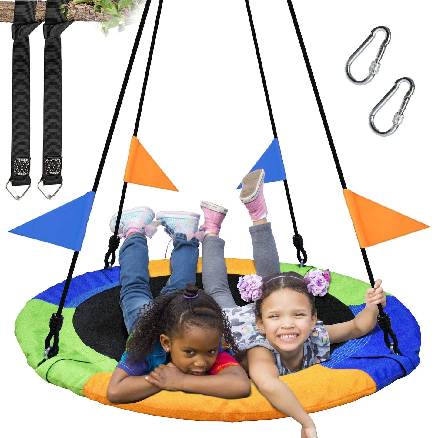 PACEARTH 40 Inch Saucer Tree Swing — 900 lb Capacity, Braided Ropes, Safe Outdoor Play