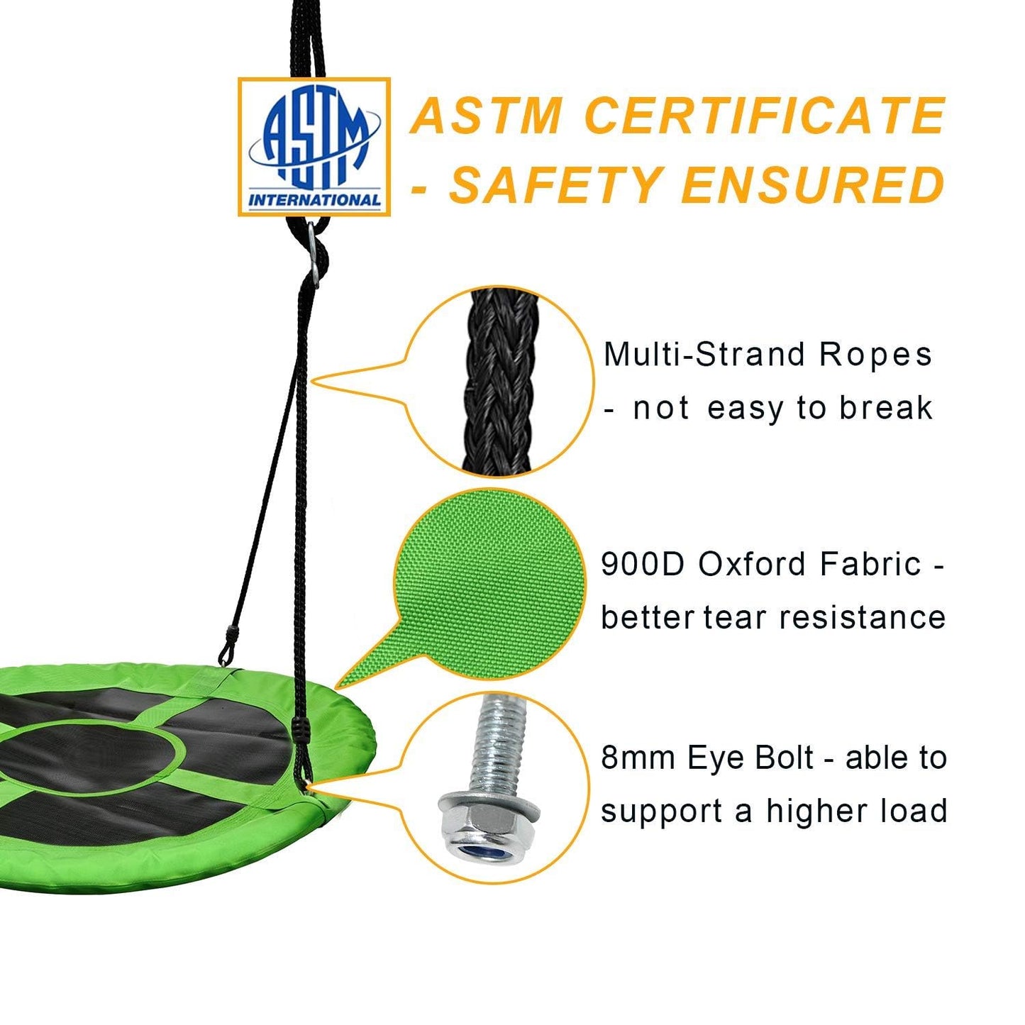 PACEARTH 40-Inch Saucer Tree Swing – 900 lb Capacity, Green