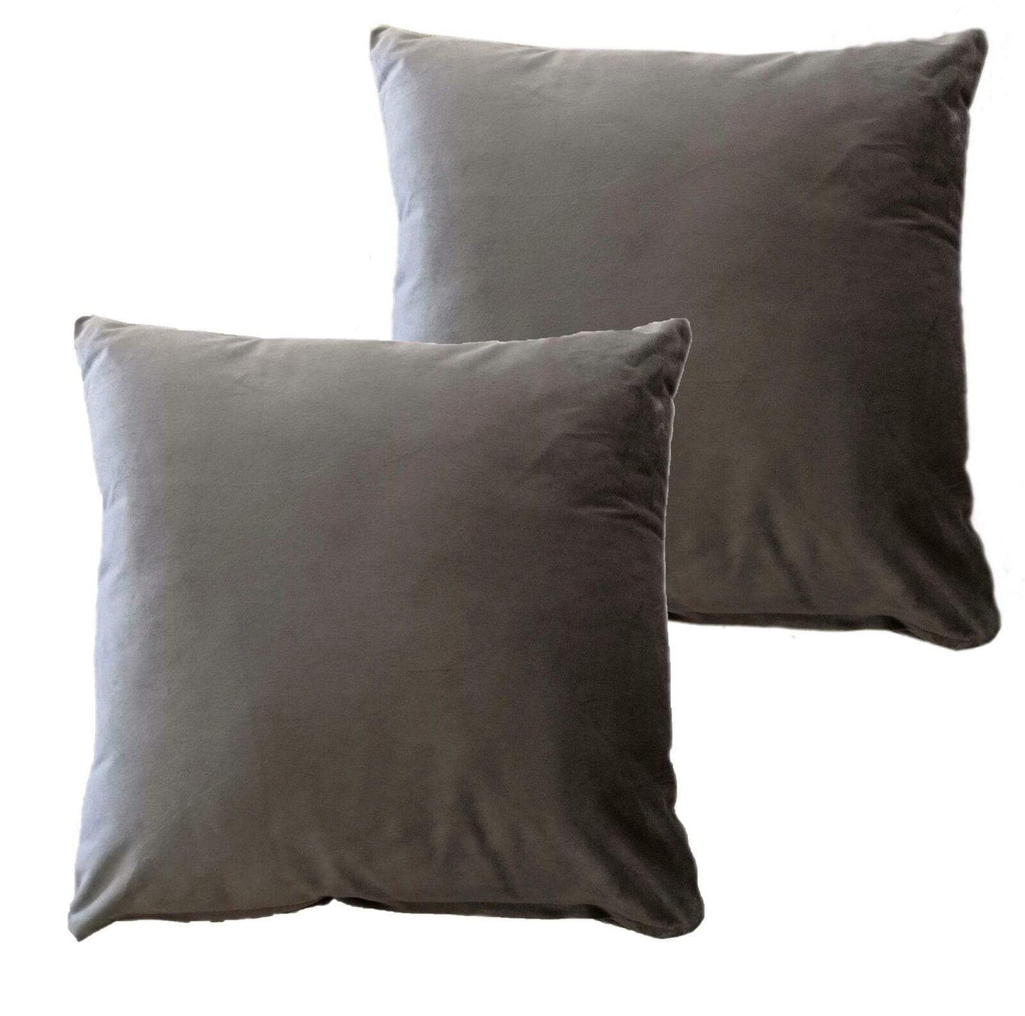 Pack of 2 Ultra-Soft Matte Velvet Cushion Covers 17x17 Inch Decorative Pillow Cases for Home Garden Decor Charcoal Silver Green Duck Egg by OLIVIA ROCCO