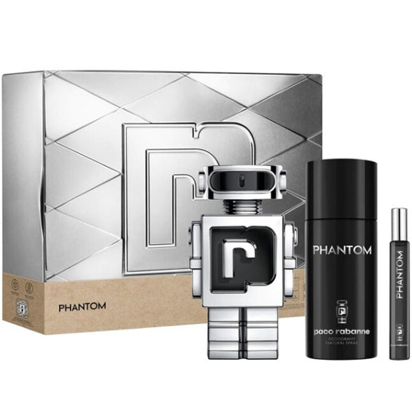 Paco Rabanne Phantom Gift Set 100ml EDT + 10ml EDT + 150ml Deodorant Spray Men's Fragrance