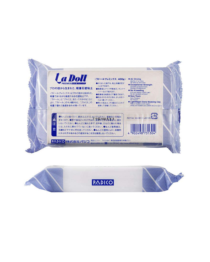Padico Air Dry Stone LA Doll Premix Clay 400 GM – Lightweight, Pliable Doll Clay for Carving & Painting