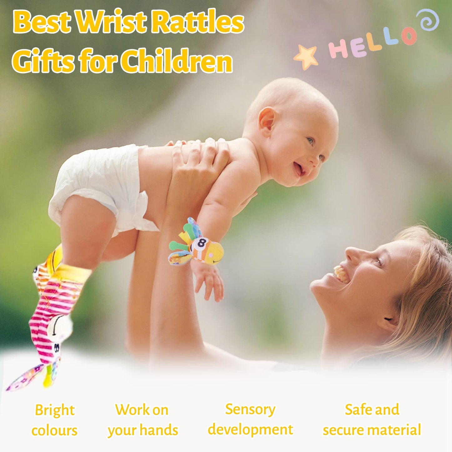 PADONISE Wrist Rattle & Sock Toy Set for Babies | Soft Cotton, Safe, Stimulating 0-3 Years