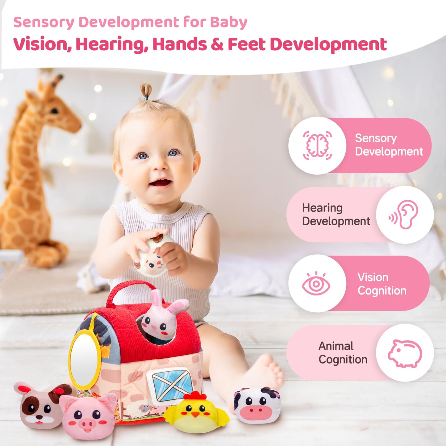 PADONISE Baby Toys 1–3 Years | Montessori Sensory Farm Animals Set
