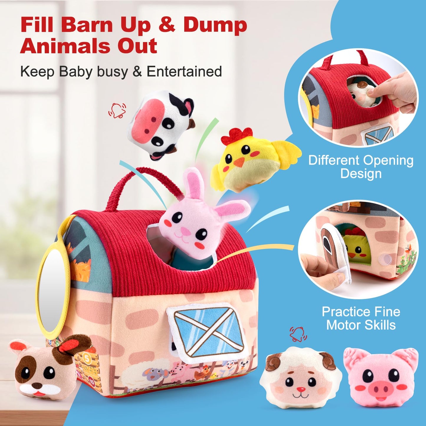 PADONISE Baby Toys 1–3 Years | Montessori Sensory Farm Animals Set
