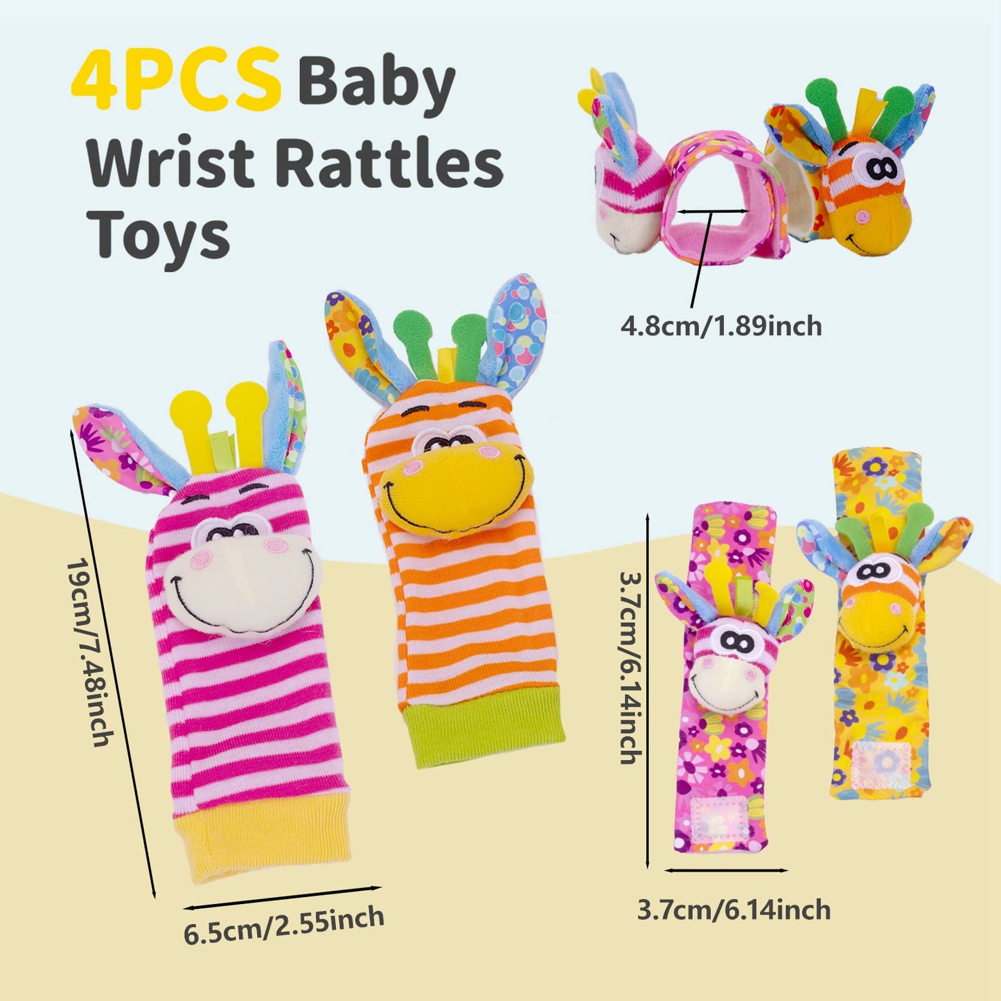 PADONISE Wrist Rattle & Sock Toy Set for Babies | Soft Cotton, Safe, Stimulating 0-3 Years