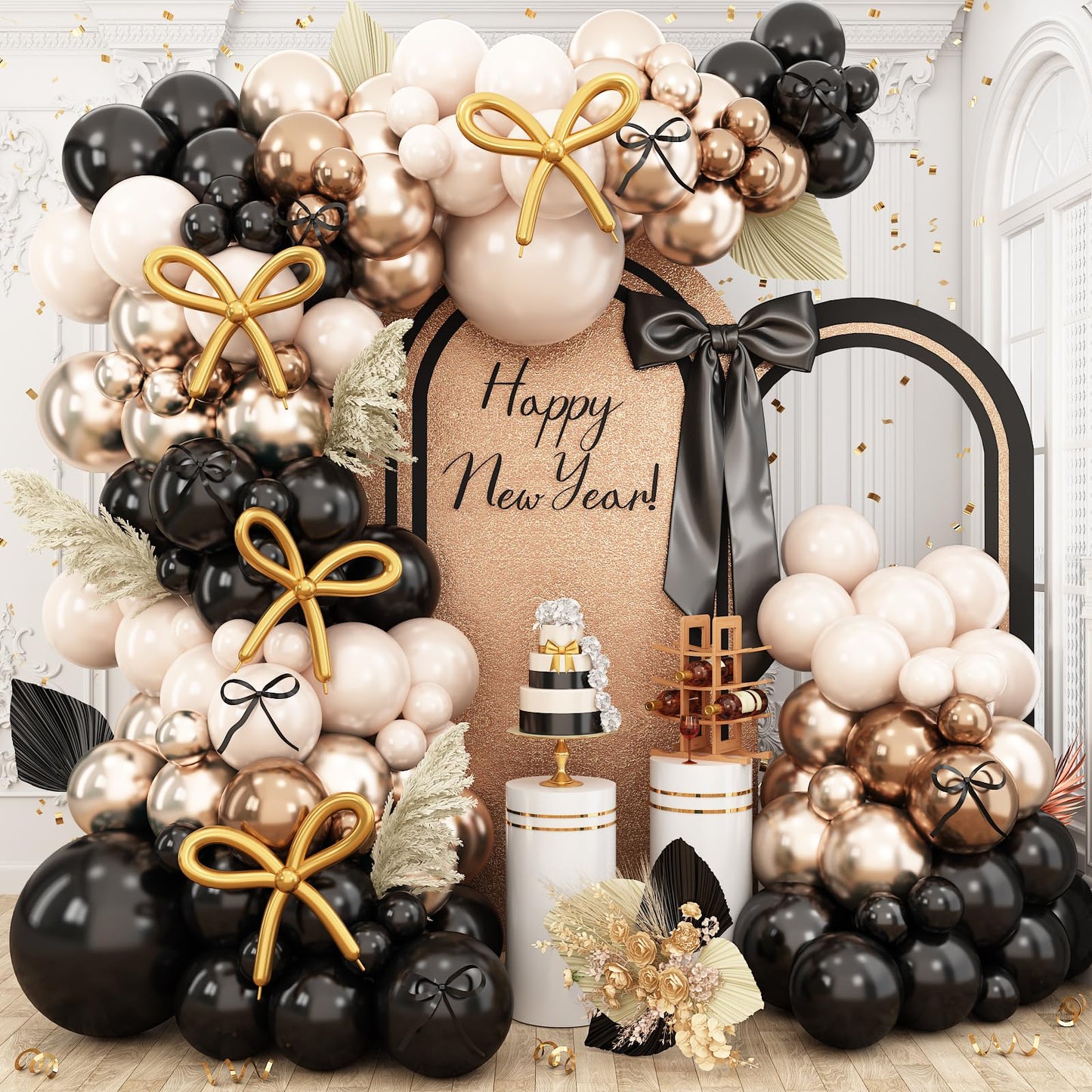 Paeyeq Black and Gold Balloon Arch Kit – Elegant New Year’s Eve & Boho Decor