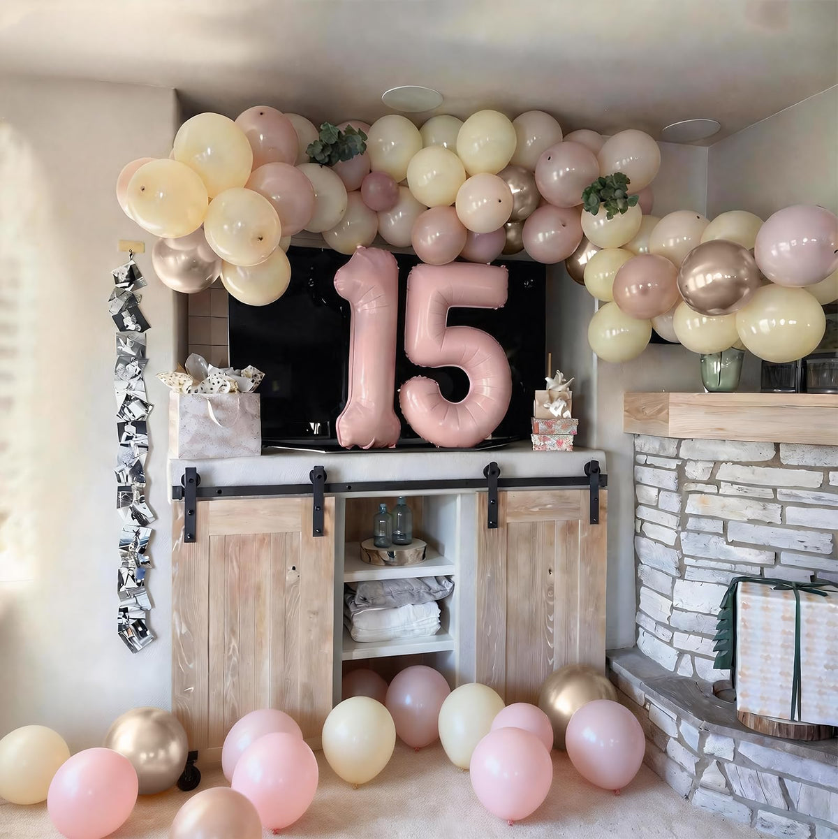 Paeyeq Dusty Pink Balloon Arch Kit – Boho Blush & Champagne Gold Garland