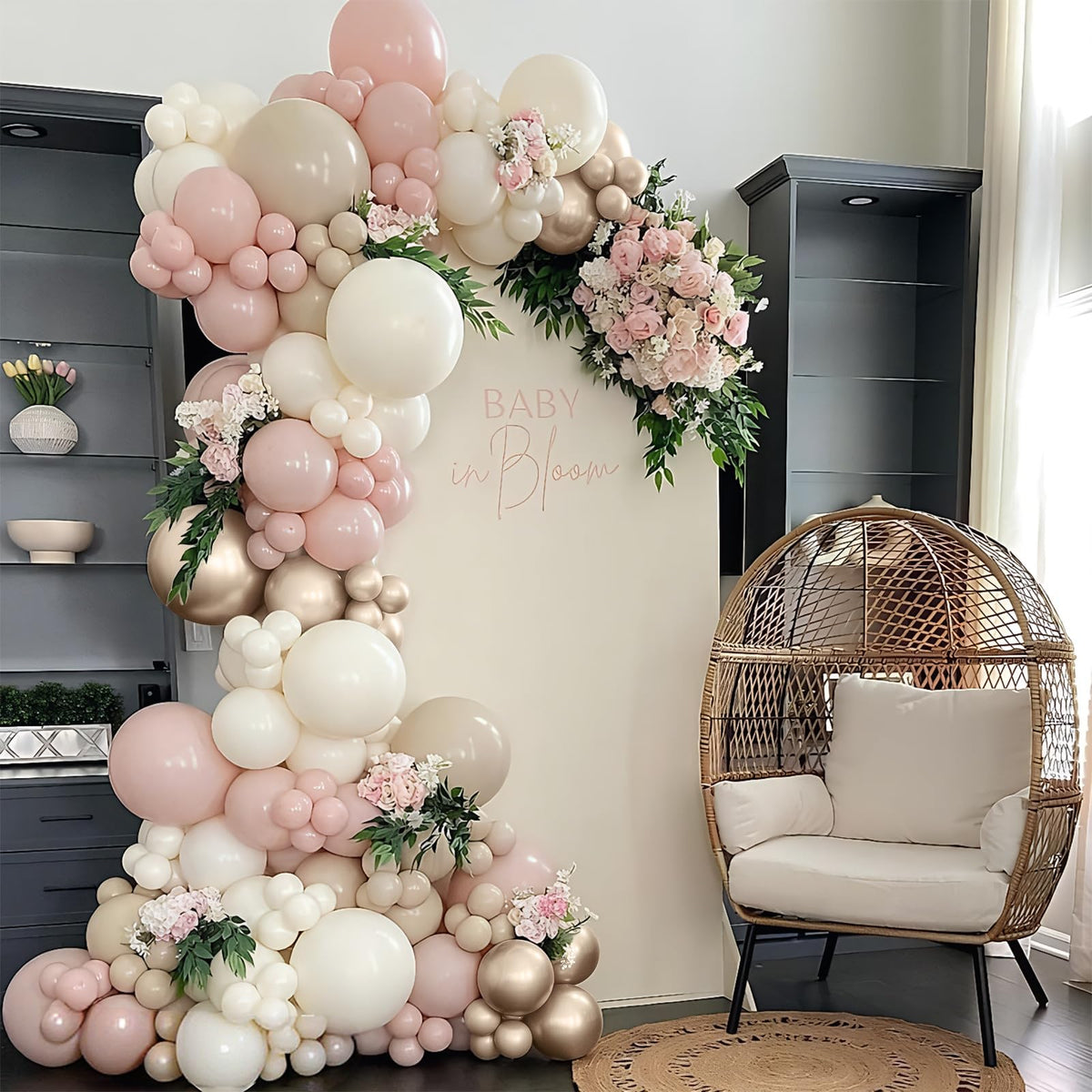 Paeyeq Dusty Pink Balloon Arch Kit – Boho Blush & Champagne Gold Garland