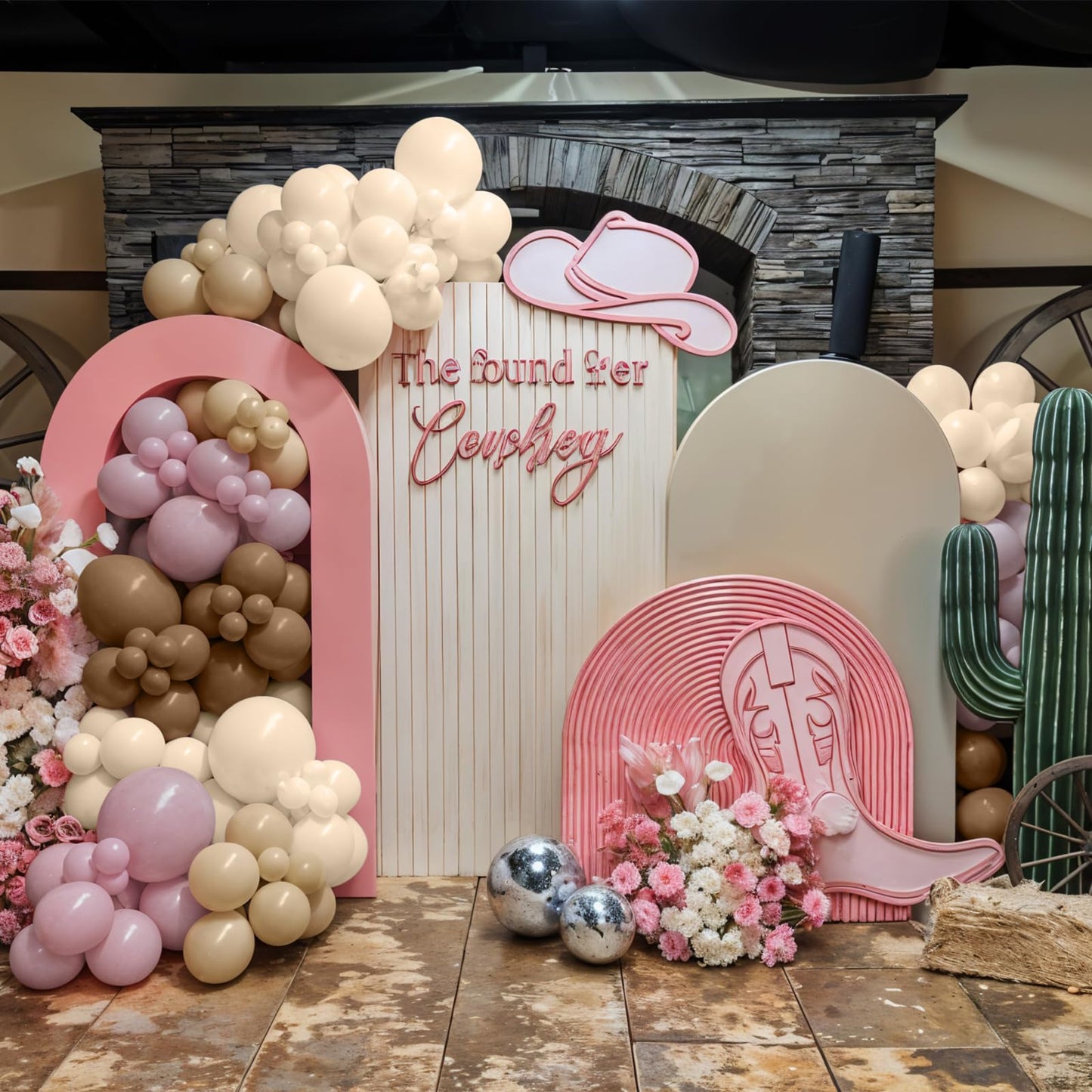 Paayeq Pink Brown Balloon Arch Kit – Dusty Pink & Brown Boho Cowgirl Decor