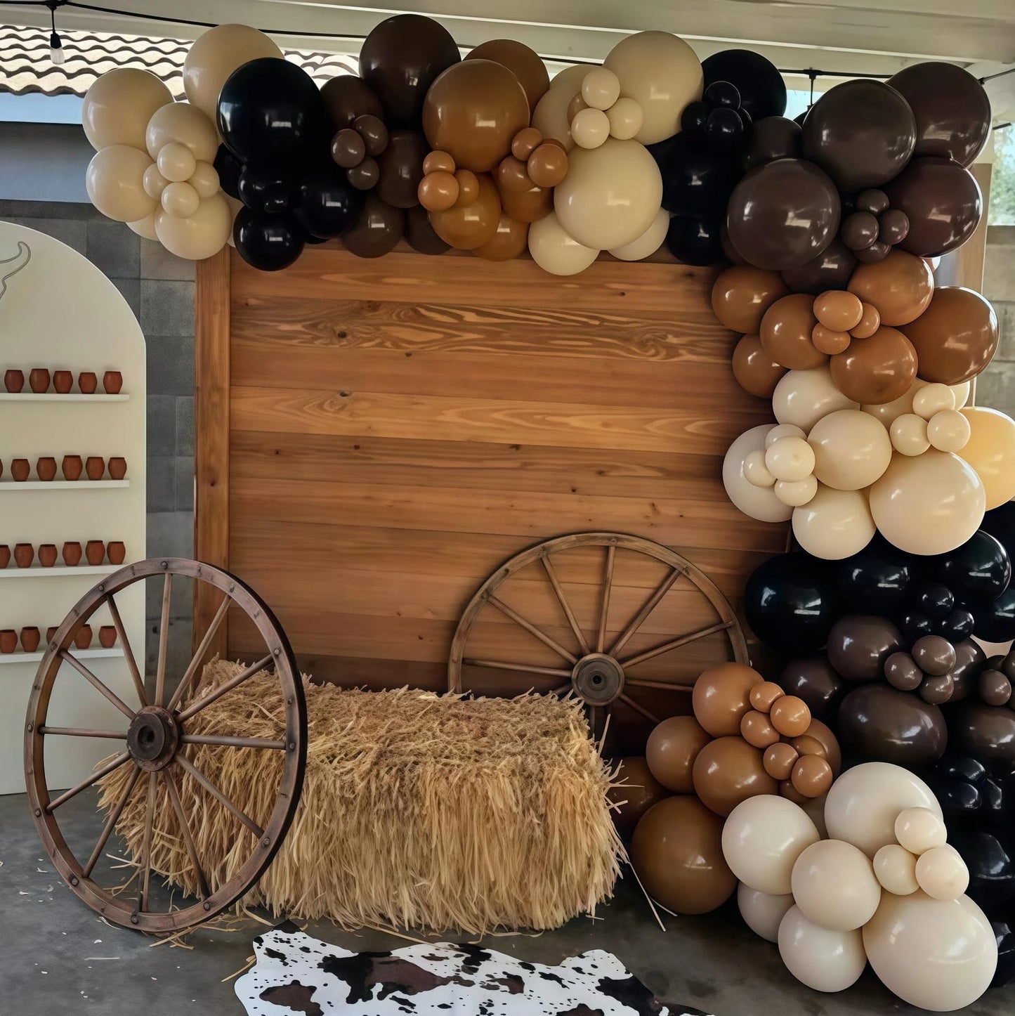 Paayeq Brown & Black Balloon Arch Garland Kit — Western Cowboy Party Decor (92 Latex Balloons)