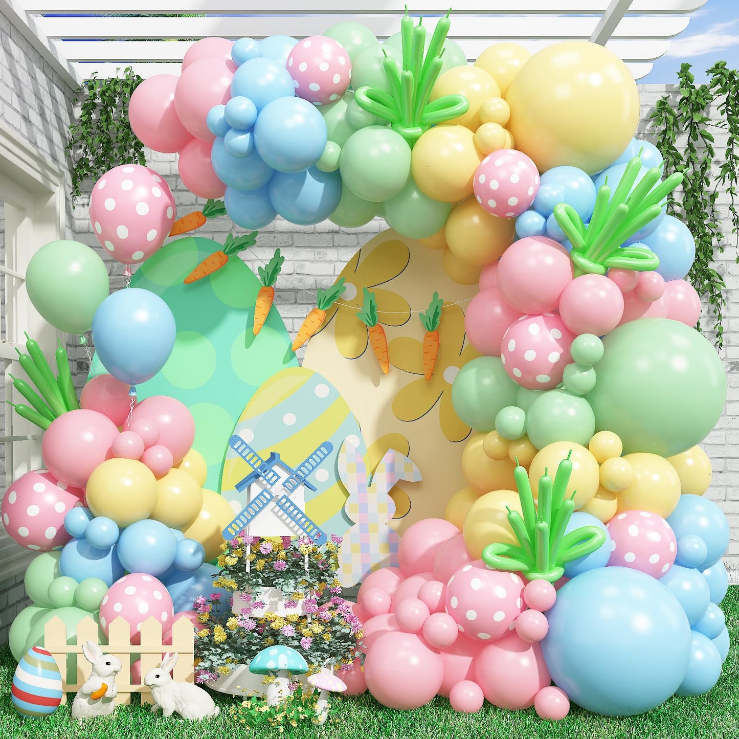 Paeyeq Pastel Balloon Arch Kit – Macaron Rainbow Balloons for Easter & Spring Parties