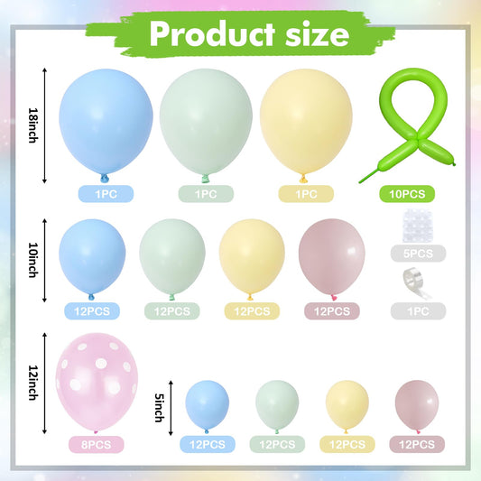 Paeyeq Pastel Balloon Arch Kit – Macaron Rainbow Balloons for Easter & Spring Parties