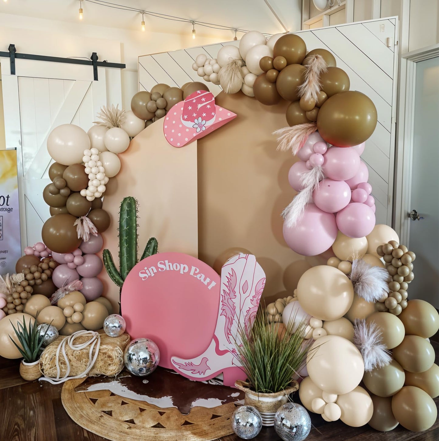 Paayeq Pink Brown Balloon Arch Kit – Dusty Pink & Brown Boho Cowgirl Decor