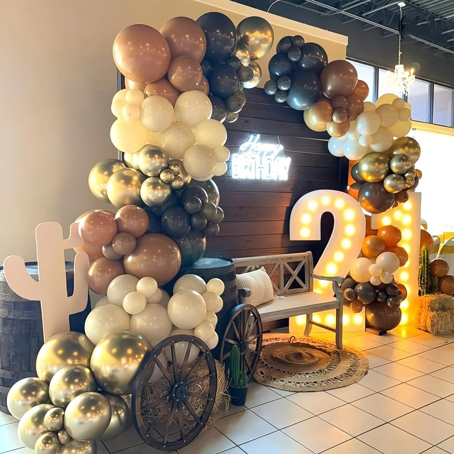 Paayeq Brown & Black Balloon Arch Garland Kit — Western Cowboy Party Decor (92 Latex Balloons)