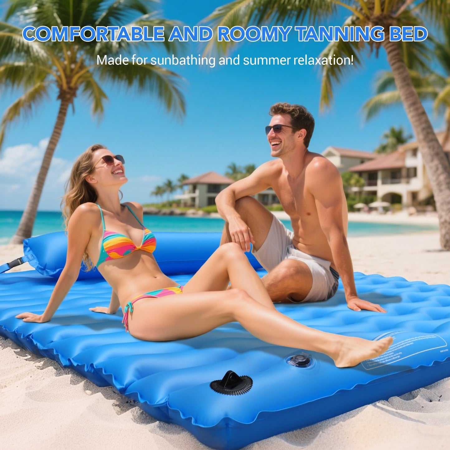 Pafolo 2-Person Inflatable Pool Float – 71x71 in Lounger with Headrest