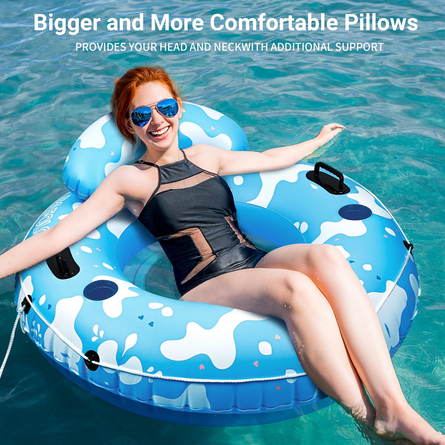 Pafolo 53-inch River Tubes: Heavy-Duty Inflatable Float for Beach, Lake & River