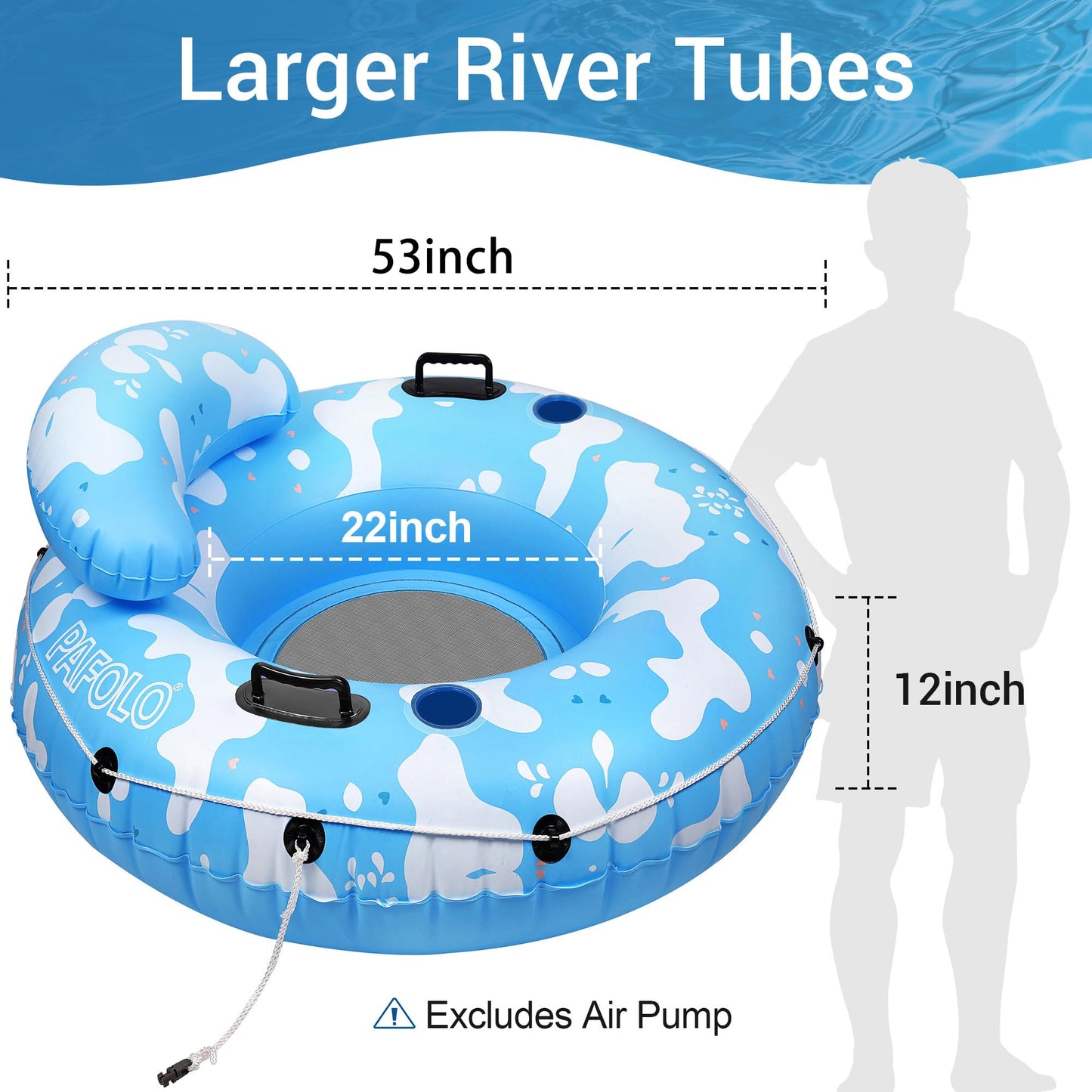 Pafolo 53-inch River Tubes: Heavy-Duty Inflatable Float for Beach, Lake & River