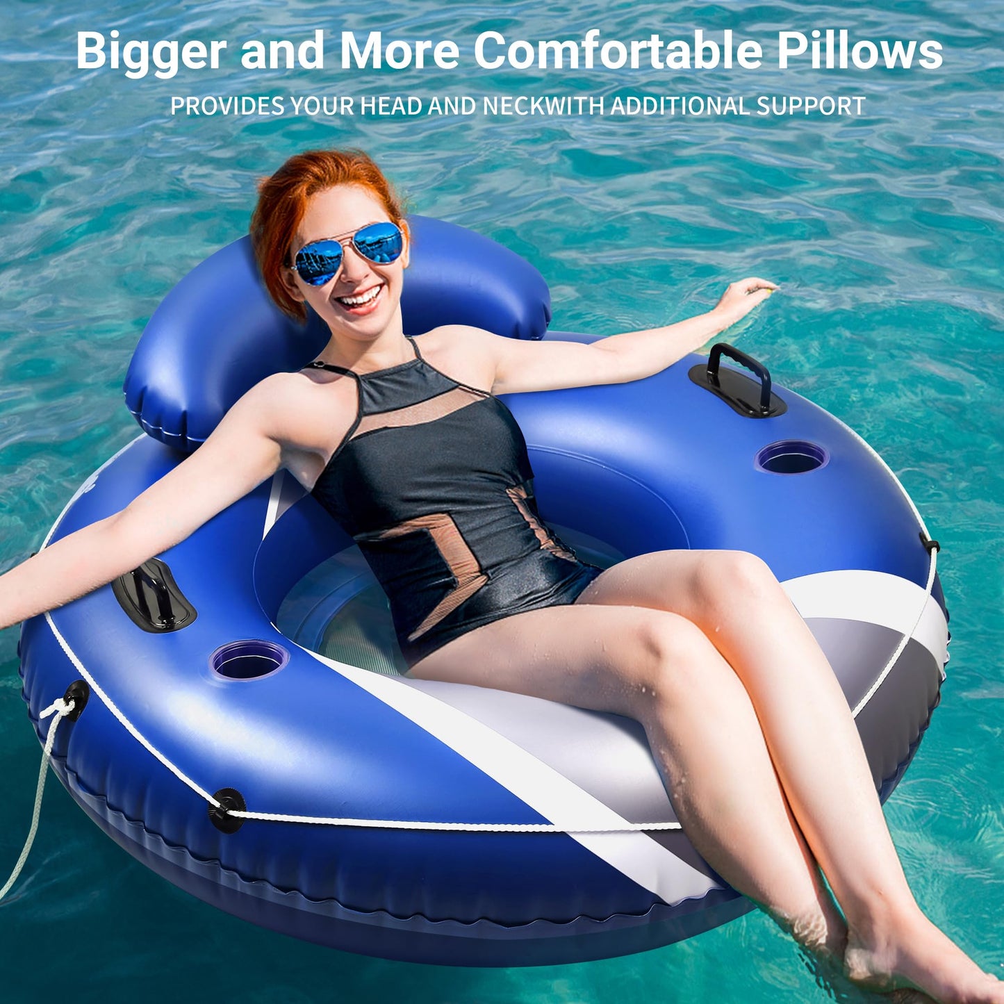 Pafolo 53-Inch River Tube - Heavy-Duty Inflatable Float with Mesh Seat & Hyper-Flate Valve
