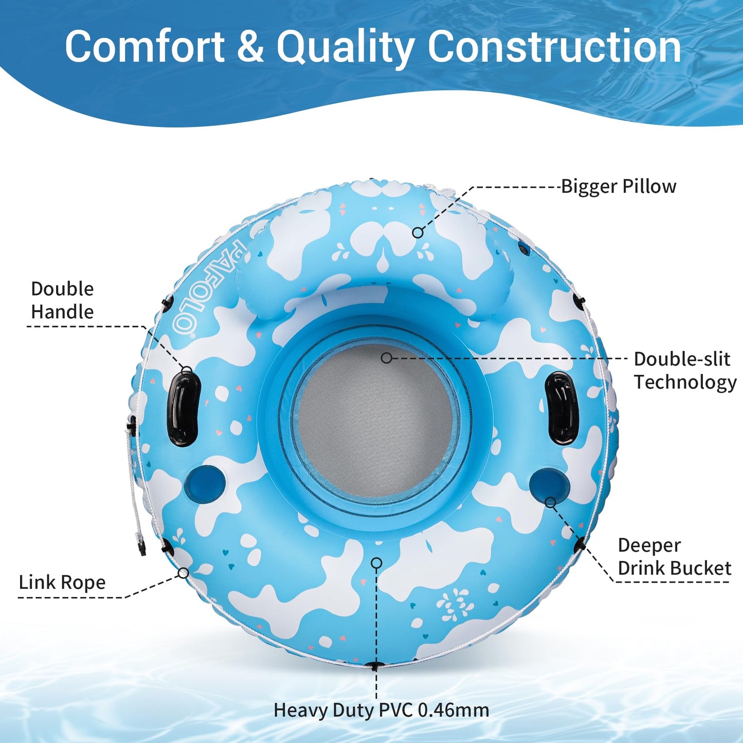 Pafolo 53-inch River Tubes: Heavy-Duty Inflatable Float for Beach, Lake & River