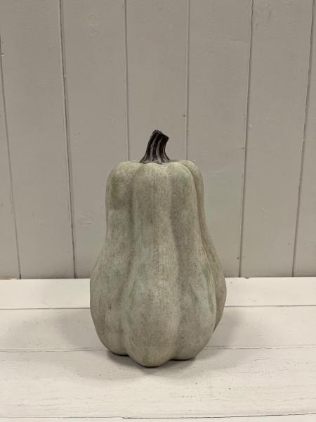Dusty Green Tall Ceramic Pumpkin Ornament in Small