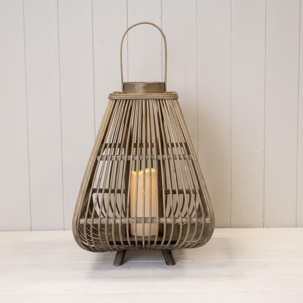 Medium Bamboo Lantern with LED Candle H40  D29cm