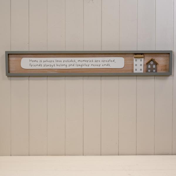 Rectangle Grey Border Wooden Sign 'Home is Where Love Resides Memories are Created Friends Always