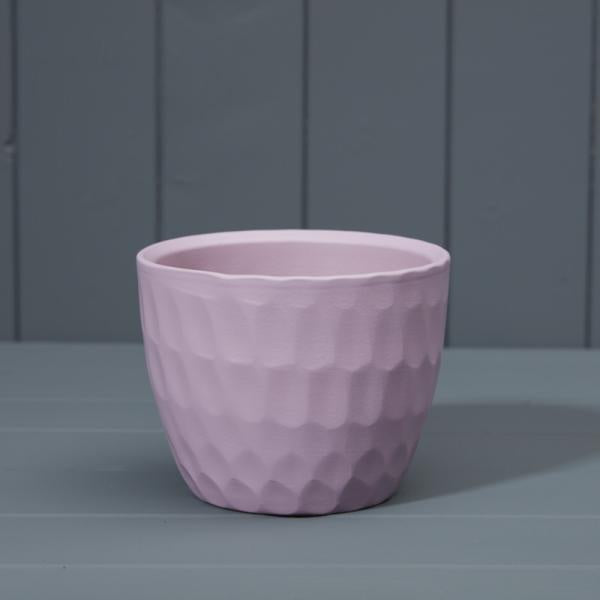 (305 13 187) Matt Lavender Griebling Ceramic Carve Pot D13cm