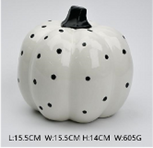 Black and White Polka Dot Pumpkin