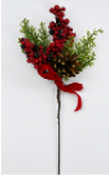 Red Berry Pick with Red Ribbon