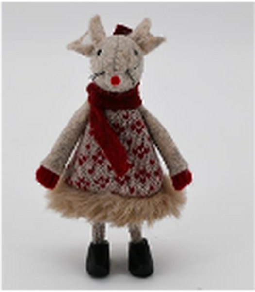 Fabric Standing Girl Mouse in Cloggs Red and Brown