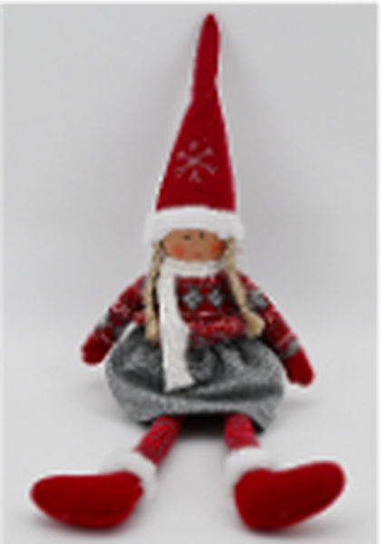 Fabric Girl in Winter Sweater red and Grey