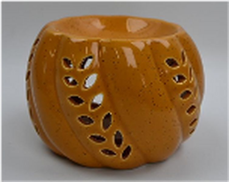 Orange Ceramic Wax Burner with Leaf Detail