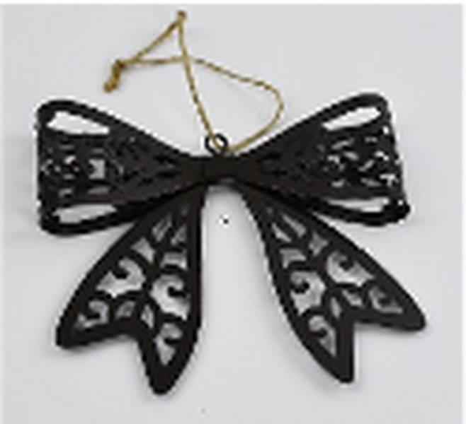 Metal Hanging Bow with Cutout Detail Brown