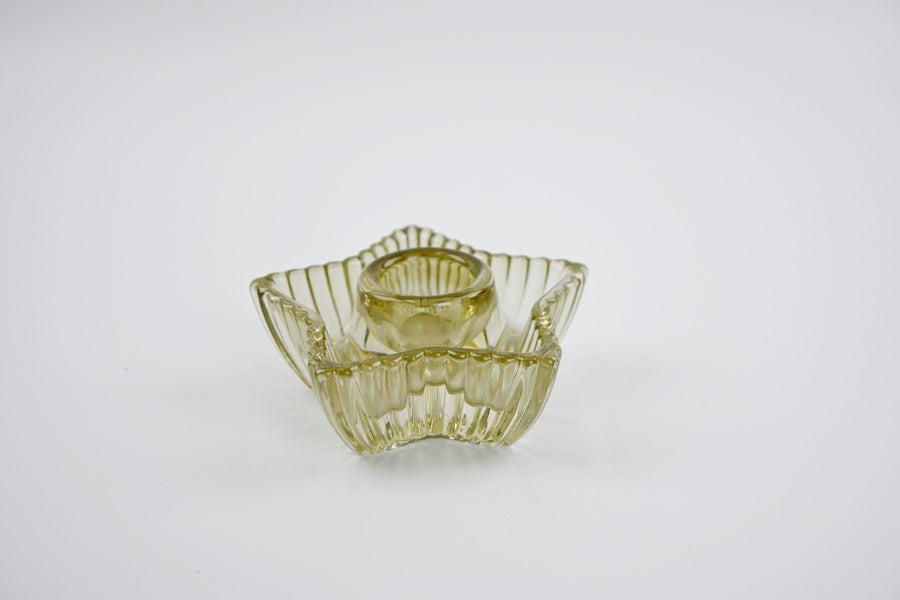 Smokey Brown Ribbed Star Candle Holder