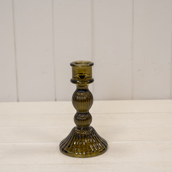 Medium Olive Green Decorative Candle Holder 8.2cm x 8.2cm x 15.4cm