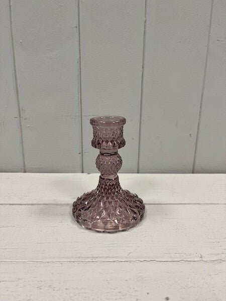 Amethyst Glass Candle Holder 7.7cm x 7.7cm x 10.2cm