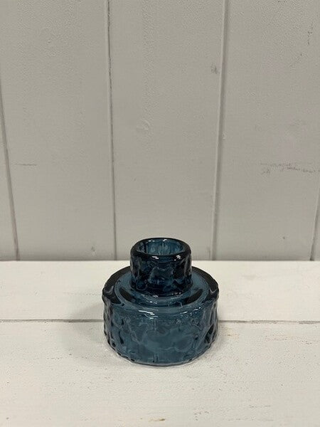 Blue Textured Candle Holder 6.6cm x 6.6cm x 5.3cm