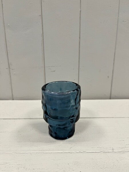 Large Blue Textured Candle Holder 6cm x 6cm x 8.3