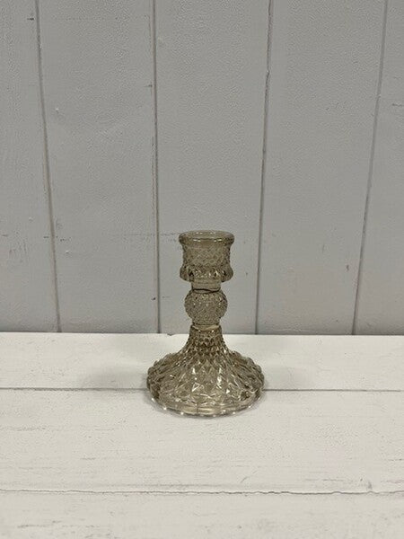 Smokey Brown Glass Candle Holde 7.7cm x 7.7cm x 10.2cm