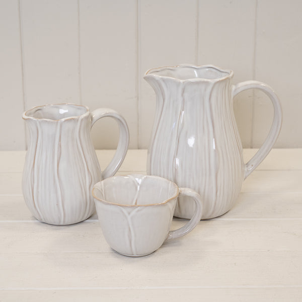 Natural Ceramic Cup with Flower Detail