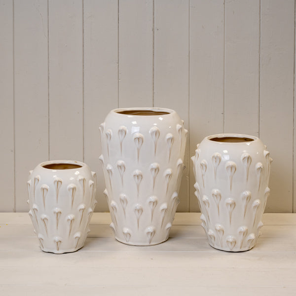 Large Cream Ceramic Bobble Vase