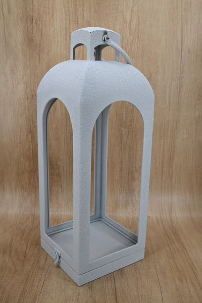 Off White Metal Open Faced Lantern Medium