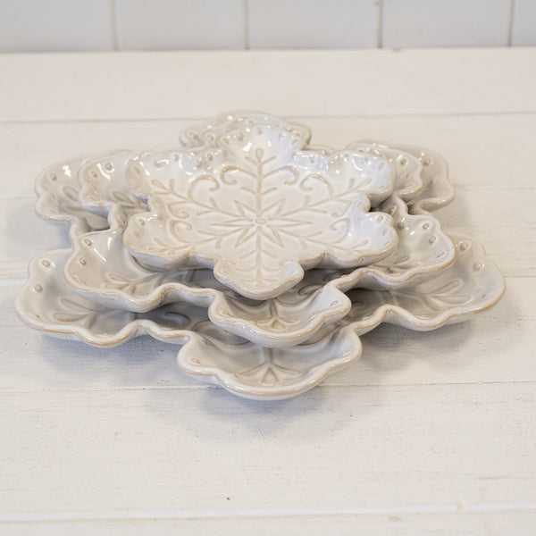 Ceramic Natural Snowflake Plate Medium
