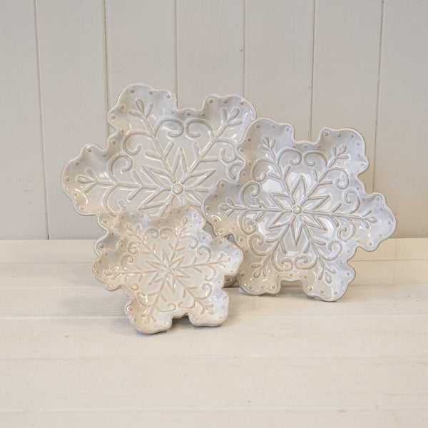 Ceramic NaturalSnowflake Plate Large